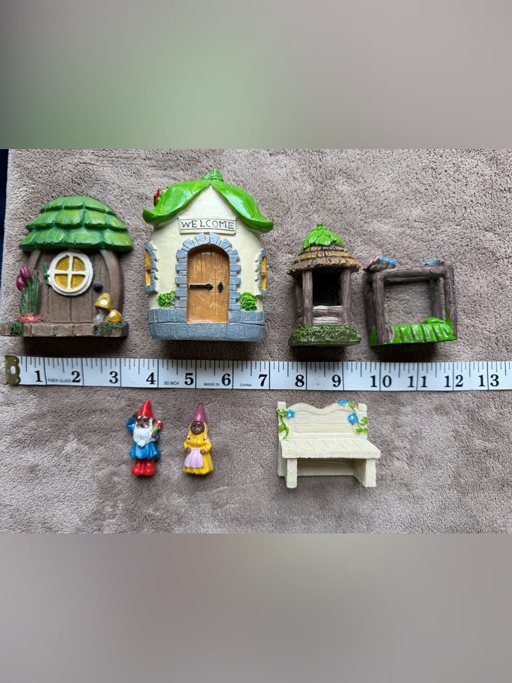 Whimsical Pinecone Gnome Fairy Garden 7-pc set - Picture 6 of 7